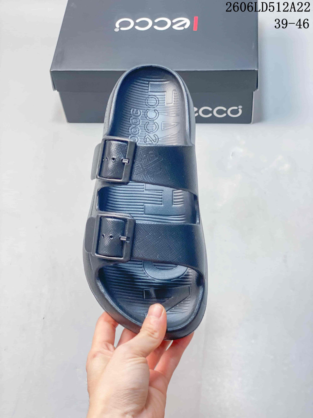 ECCO Two-Strap Sandals in Dark Gray, Style 06LD512A22