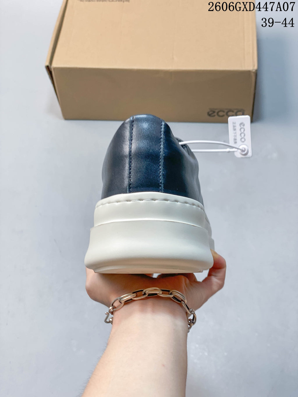 ECCO Chunky Platform Lace-Up Sneakers in Navy and White