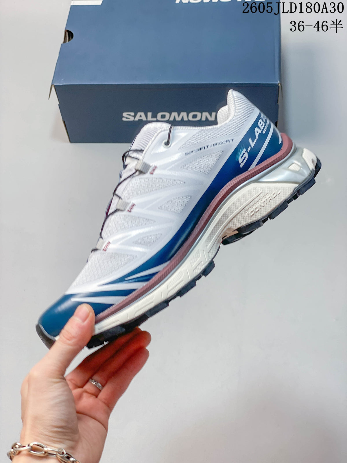 Salomon XT-6 Trail Running Shoes – White and Blue
