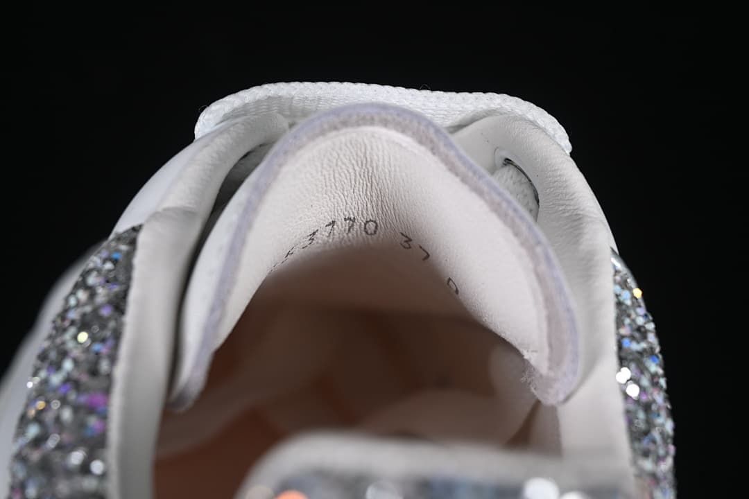 Alexander McQueen White Glitter Heel Low-Top Sneakers
