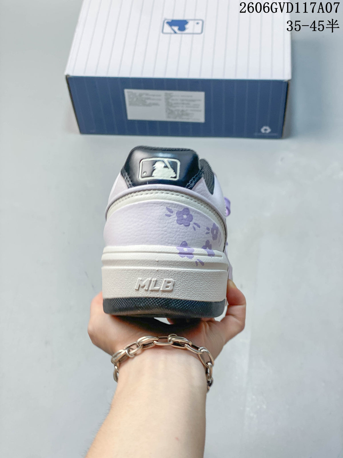 MLB Chunky Liner Low-Top Sneakers in White and Lavender