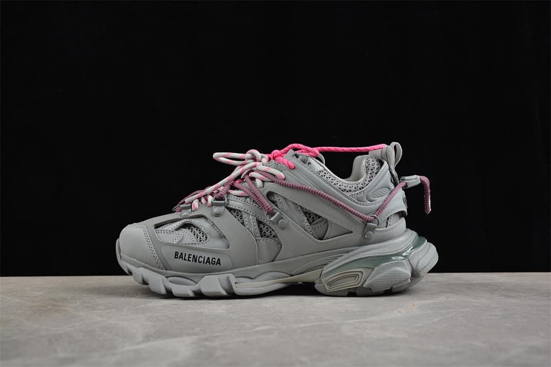Balenciaga Track Sneaker in Grey with Pink Laces