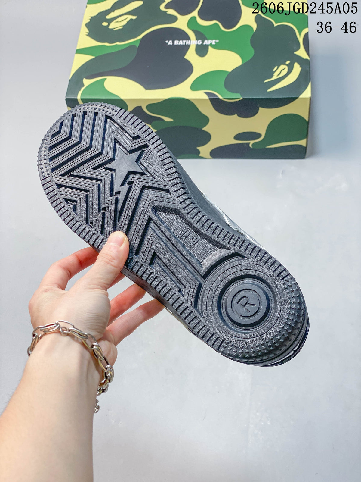 BAPE STA Low-Top Sneakers in Navy and Silver