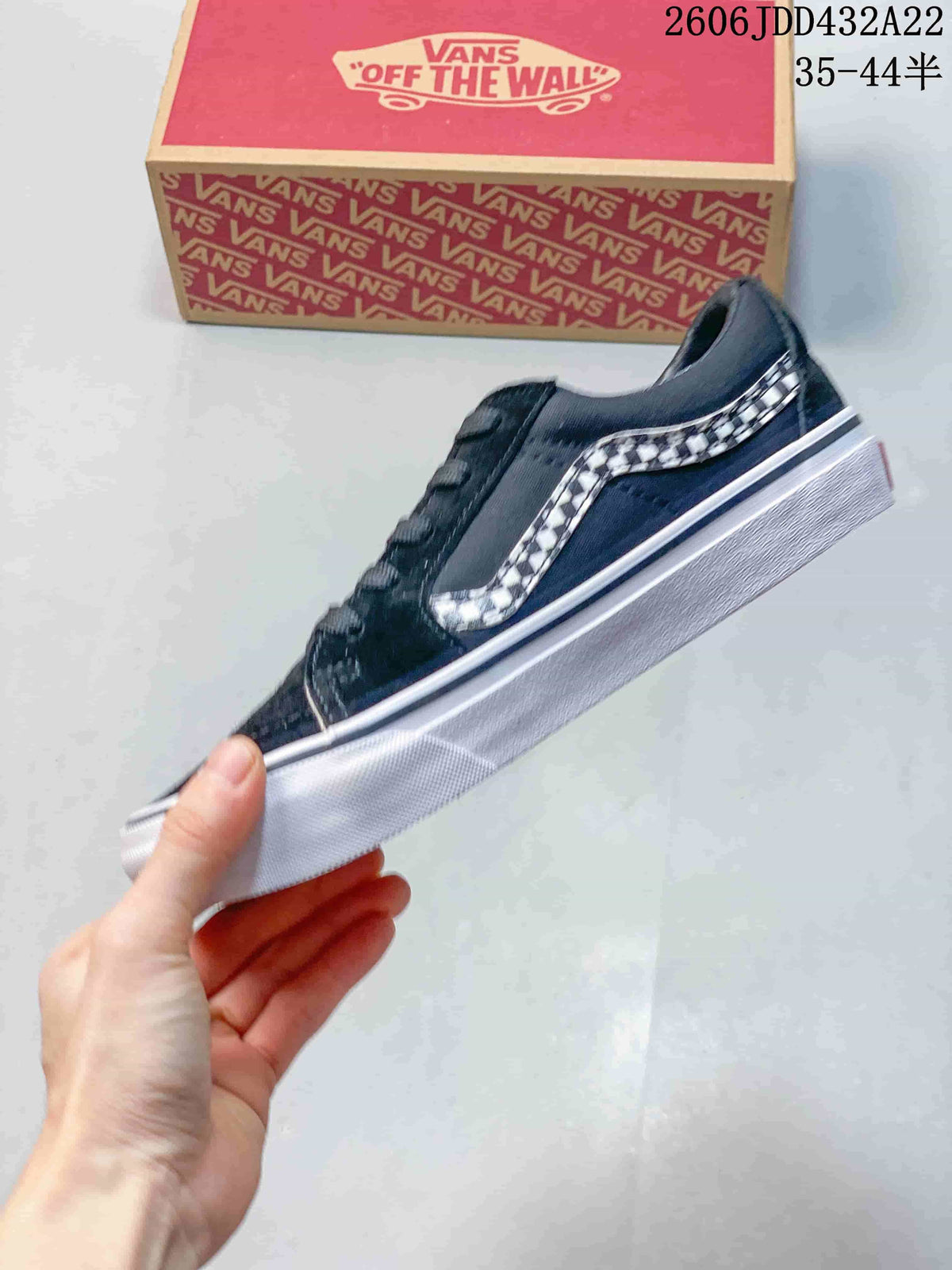 Vans SK8-Low Black Sneakers with Checkerboard Side Stripe