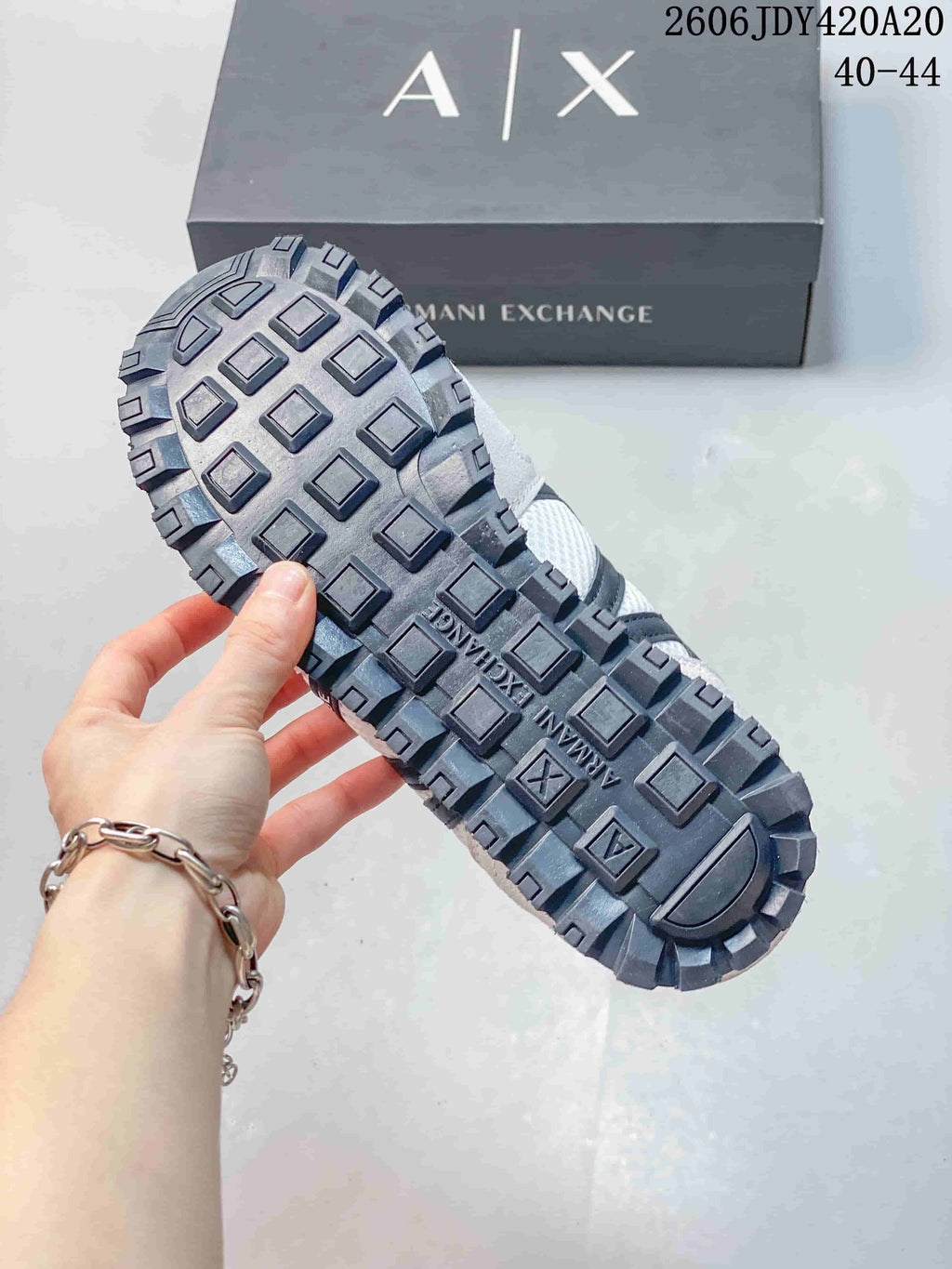 Armani Exchange TREND White and Navy Mesh Sneakers 06JDY420A20
