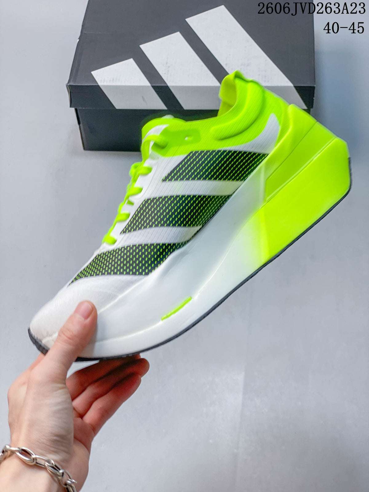 Adidas Adizero Dropset Elite Running Shoes – White & Neon Yellow