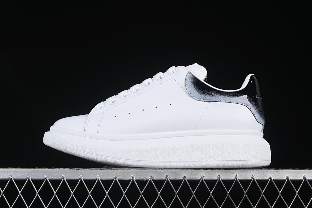 Alexander McQueen Oversized Sneakers White Black Heel