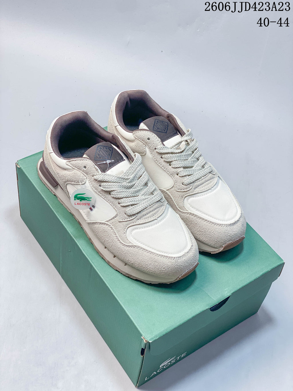 Lacoste Men's Beige Lace-Up Retro Sneakers 06JJD423A23