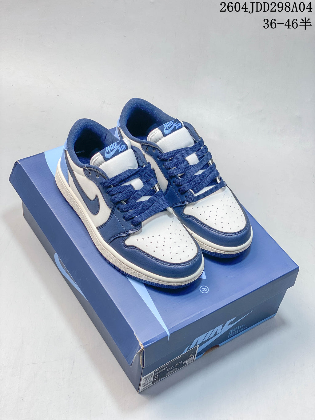 Jordan AJ1 Low Blue and White Sneakers