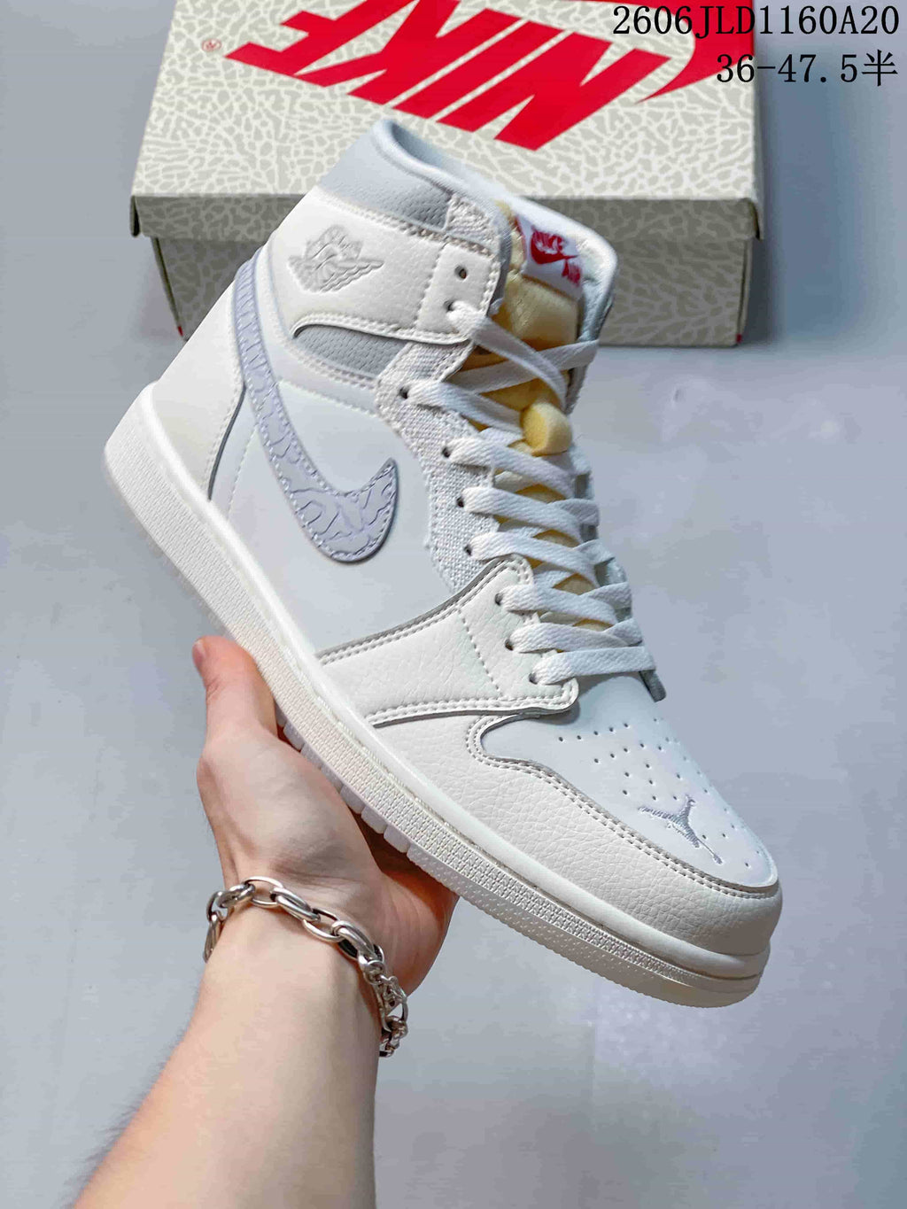 Jordan Air Jordan 1 High Sneakers, White and Blue
