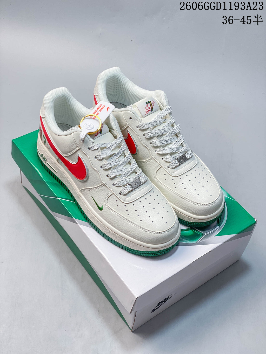 Nike Air Force 1 Portugal-Inspired Sneakers in White, Red and Green