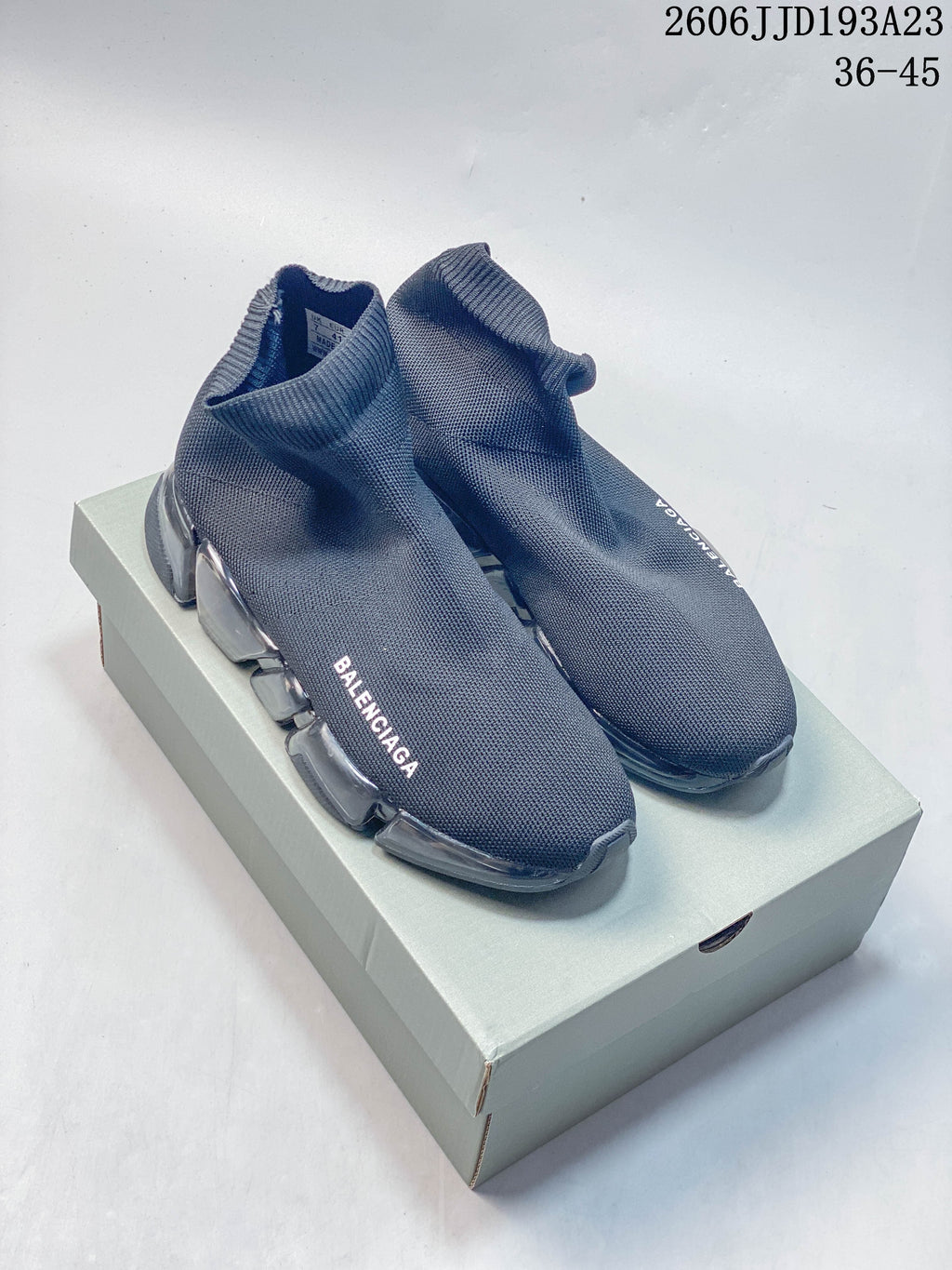 Balenciaga Gray Sock Sneakers with Segmented Sole