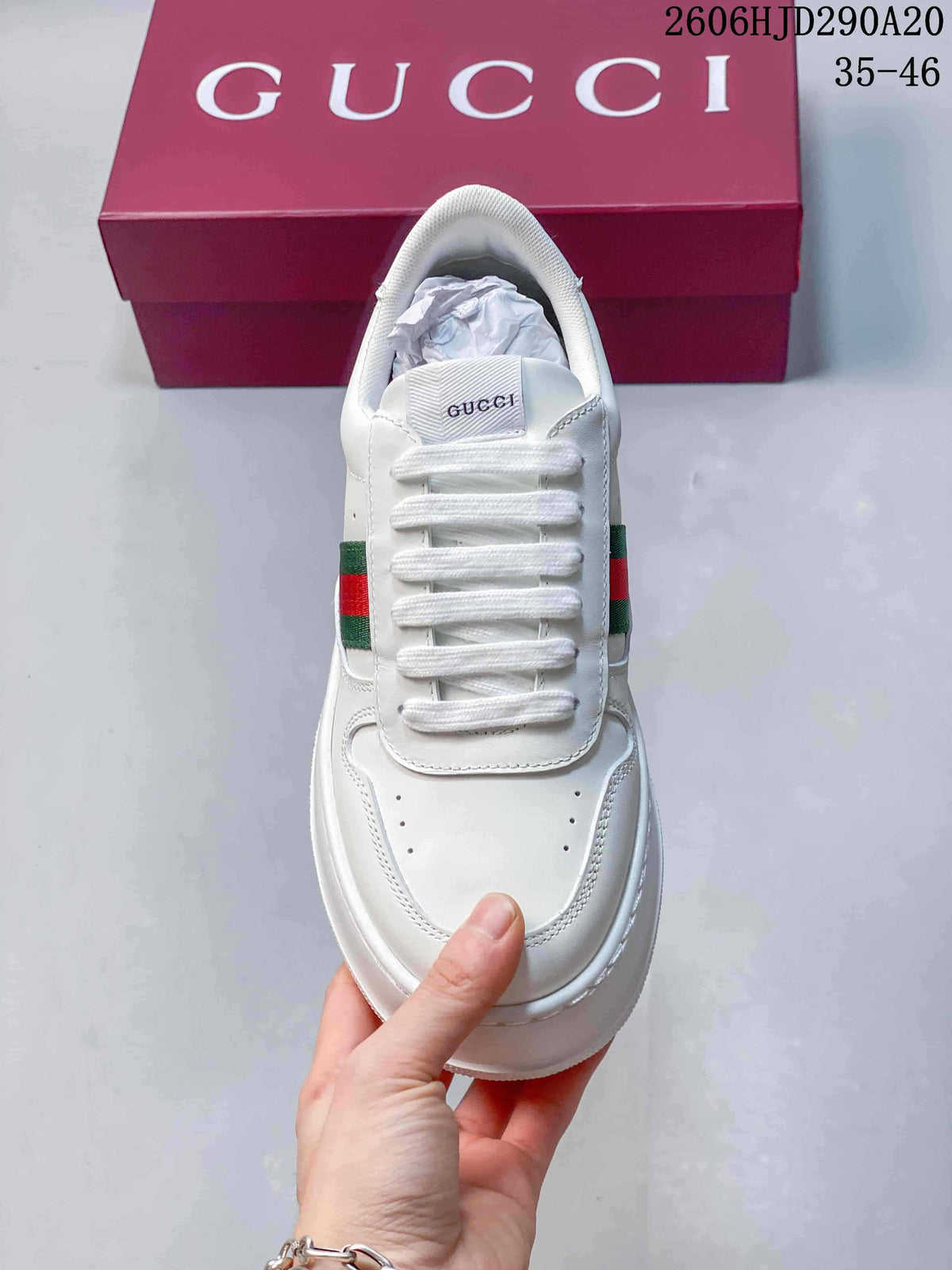 Gucci Chunky Low-Top Lace-Up Sneakers, White