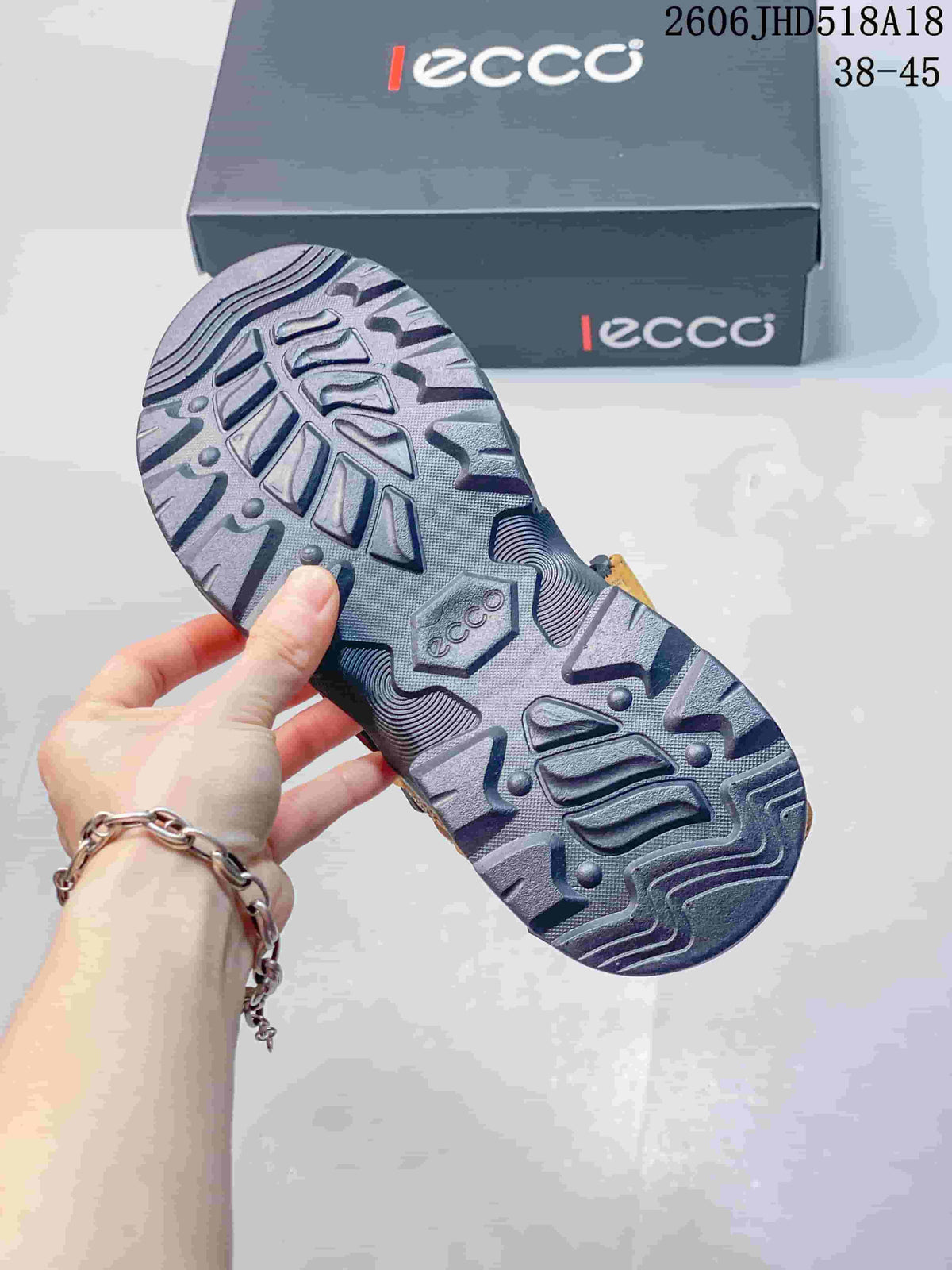 ECCO JHD518A18 Adjustable Outdoor Sandals, Orange and Gray