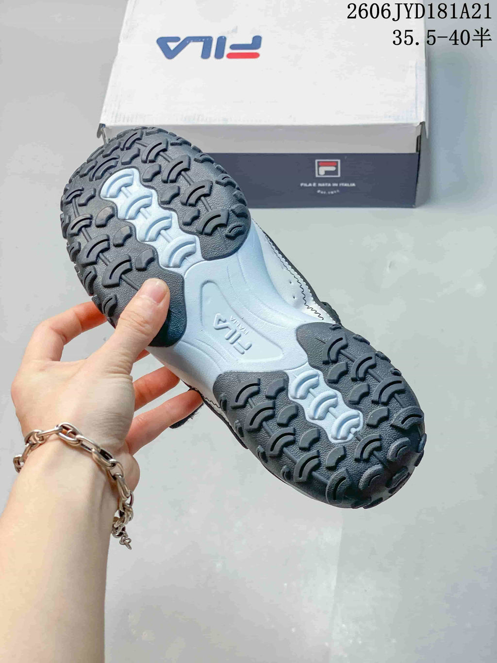 FILA Pebble Sandal in Light Blue and White