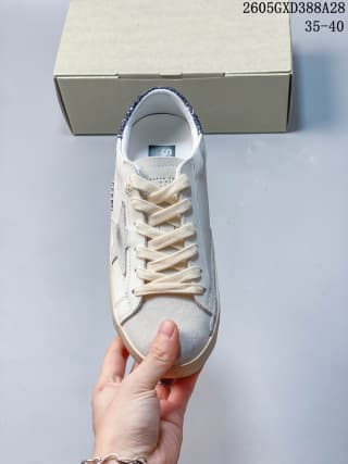 Golden Goose Super-Star Low-Top Sneakers in White and Gray