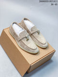 Loro Piana Lock Loafers in Beige Suede