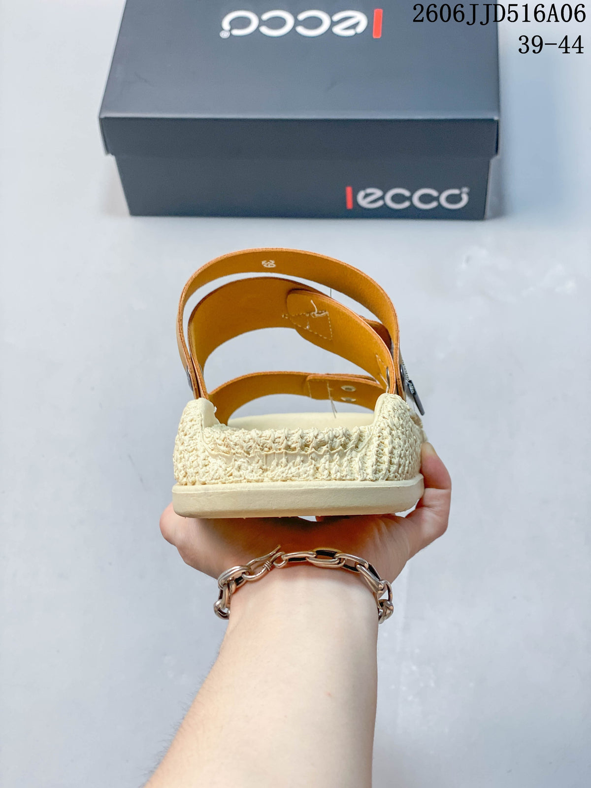ECCO Men's Tan Adjustable Two-Strap Sandals