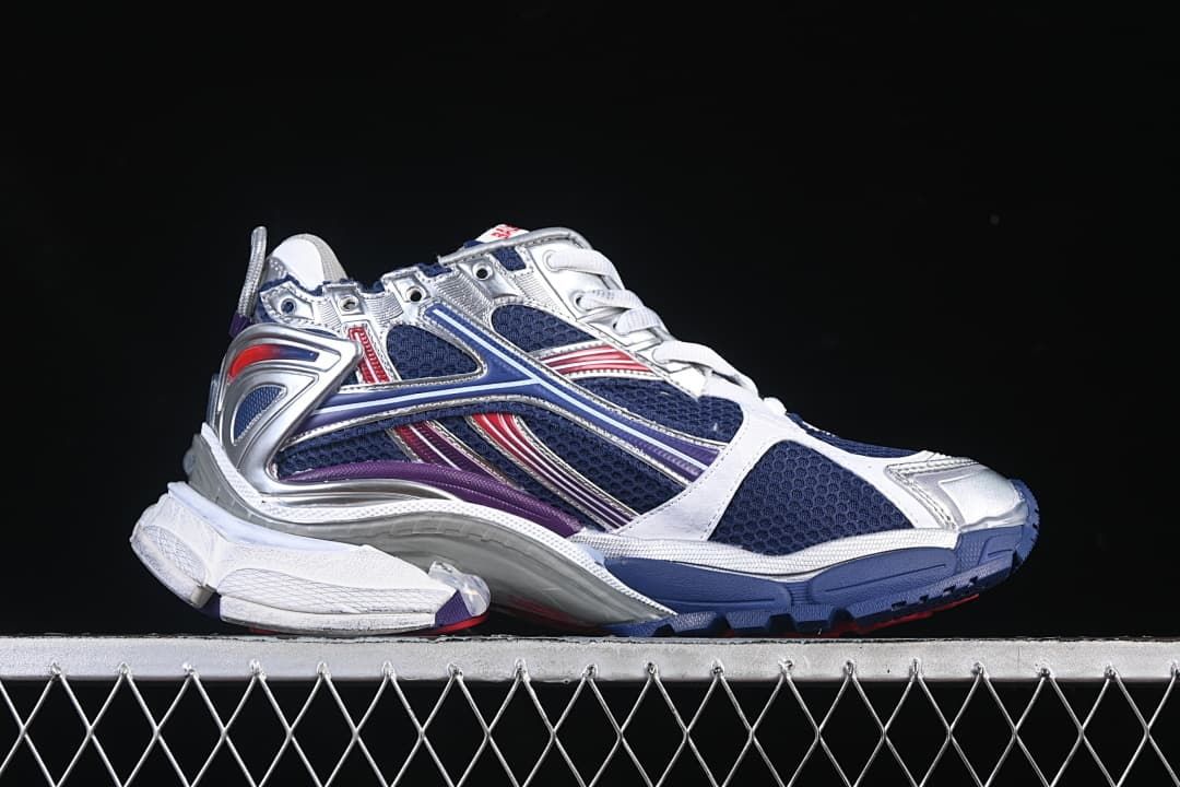 Balenciaga Runner Sneakers in Navy, Red and Silver