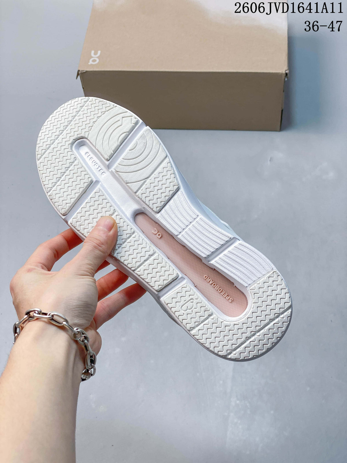 On Court Sneakers in White and Blush Pink