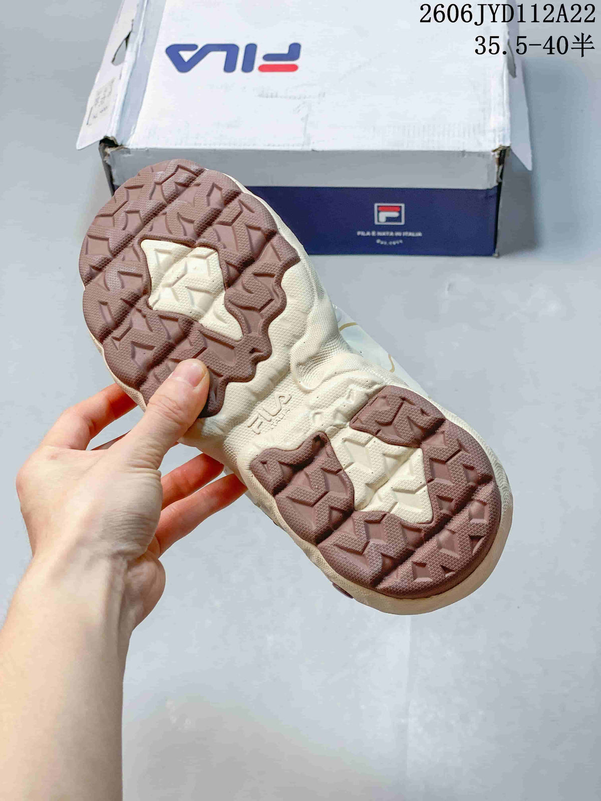 FILA Muffin Low-Top Sneakers in Cream and Mauve