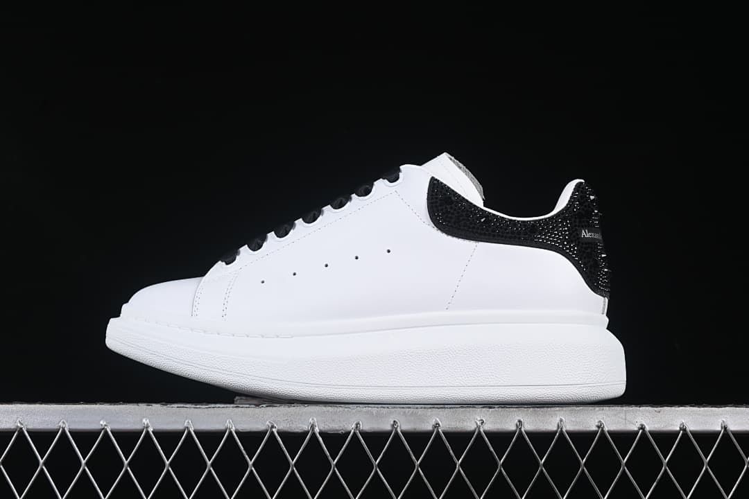 Alexander McQueen Women's White Sneakers with Black Crystal Heel