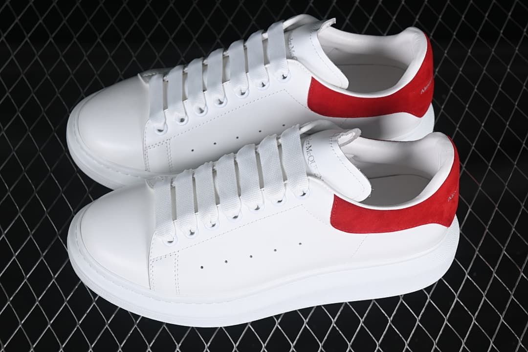Alexander McQueen Oversized Sneakers, White and Red Heel
