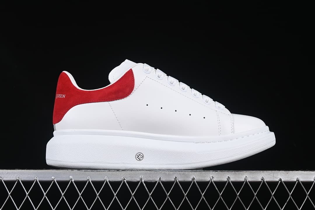 Alexander McQueen Oversized Sneakers, White and Red Heel