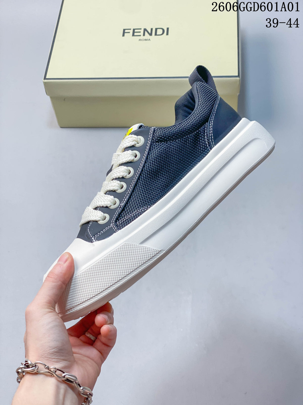 Fendi Match Low-Top Sneakers, Navy and White, 522080ASQEE