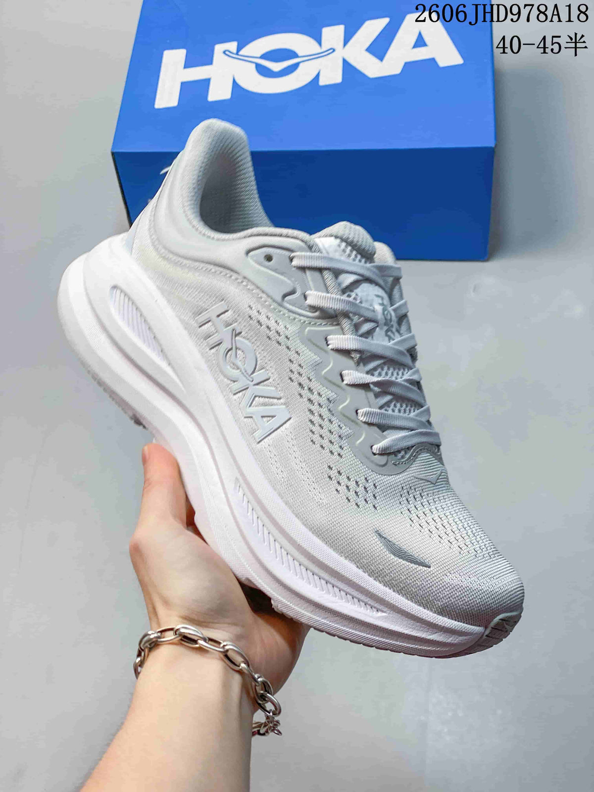 HOKA Bondi 9 Running Shoes in White and Lime