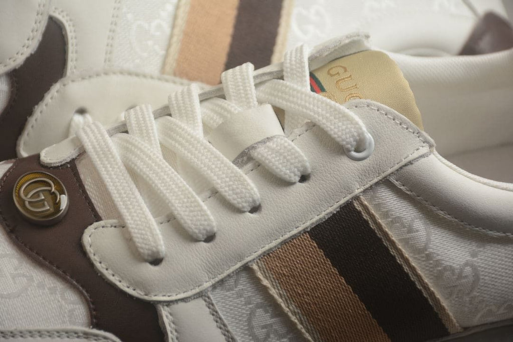 Gucci Re-Web Sneakers in Ivory and Brown