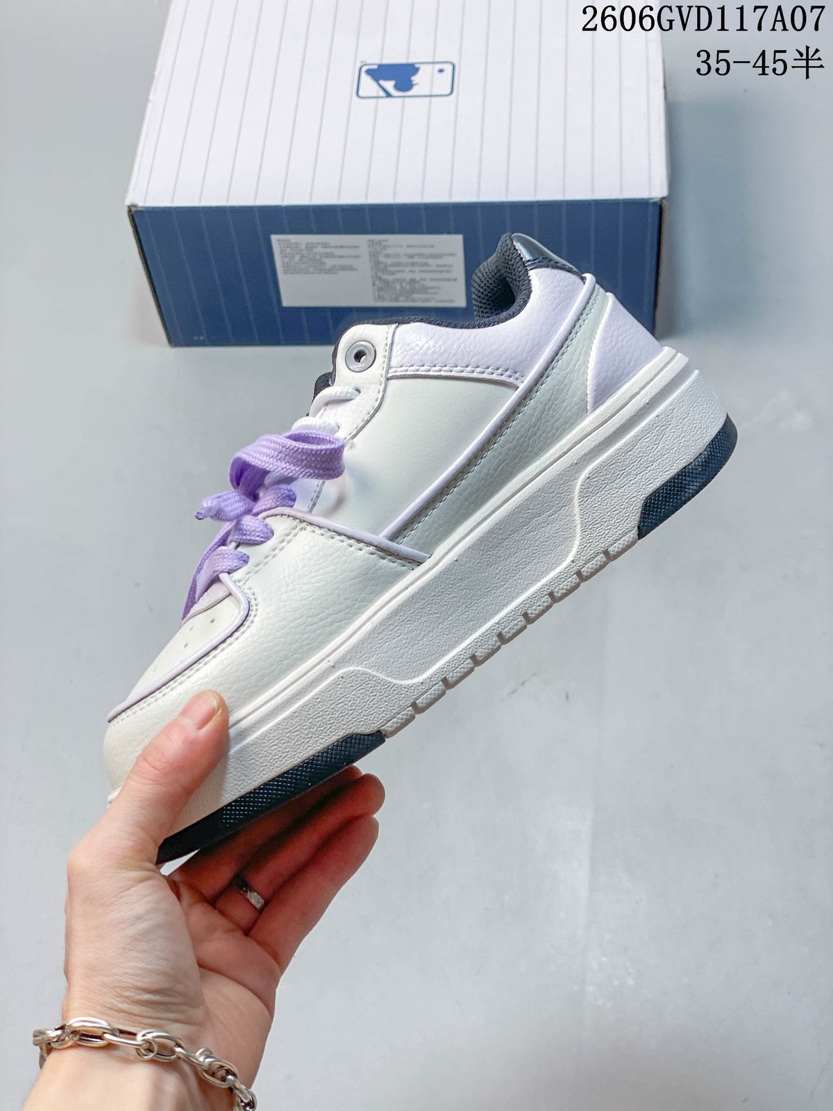 MLB Chunky Liner Low-Top Sneakers in White and Lavender