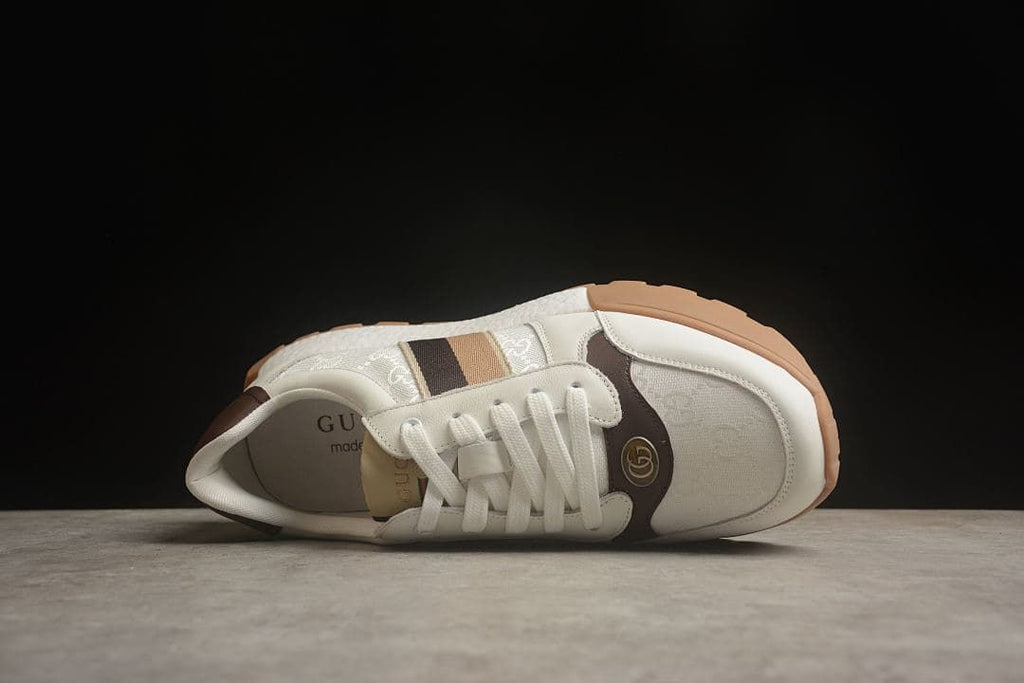 Gucci Re-Web Sneakers in Ivory and Brown